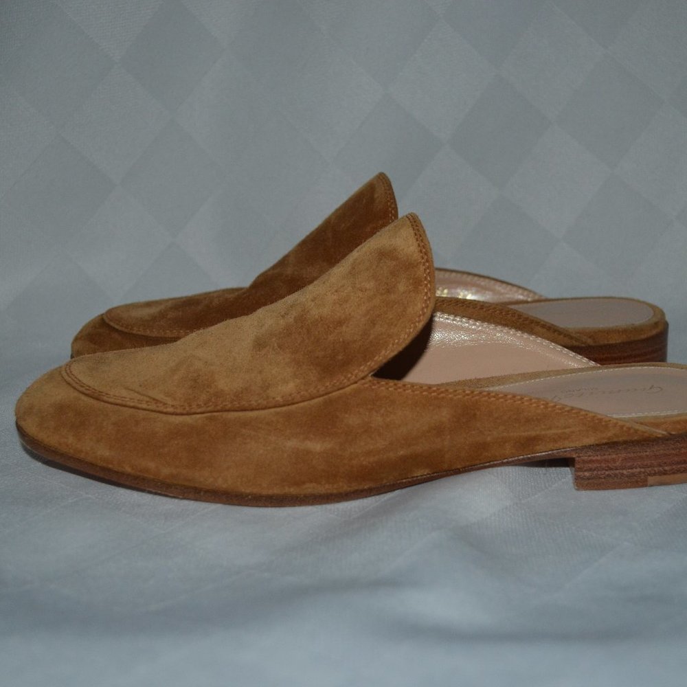 $507 Sz 37 6.5 Gianvito Rossi Brown Suede Flats Mules